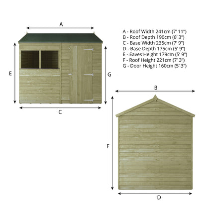 Overlap Reverse Apex Shed 8'x6'