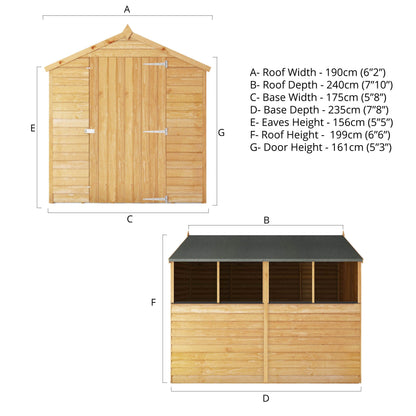 Overlap Apex Shed - Single Door 8'x6'