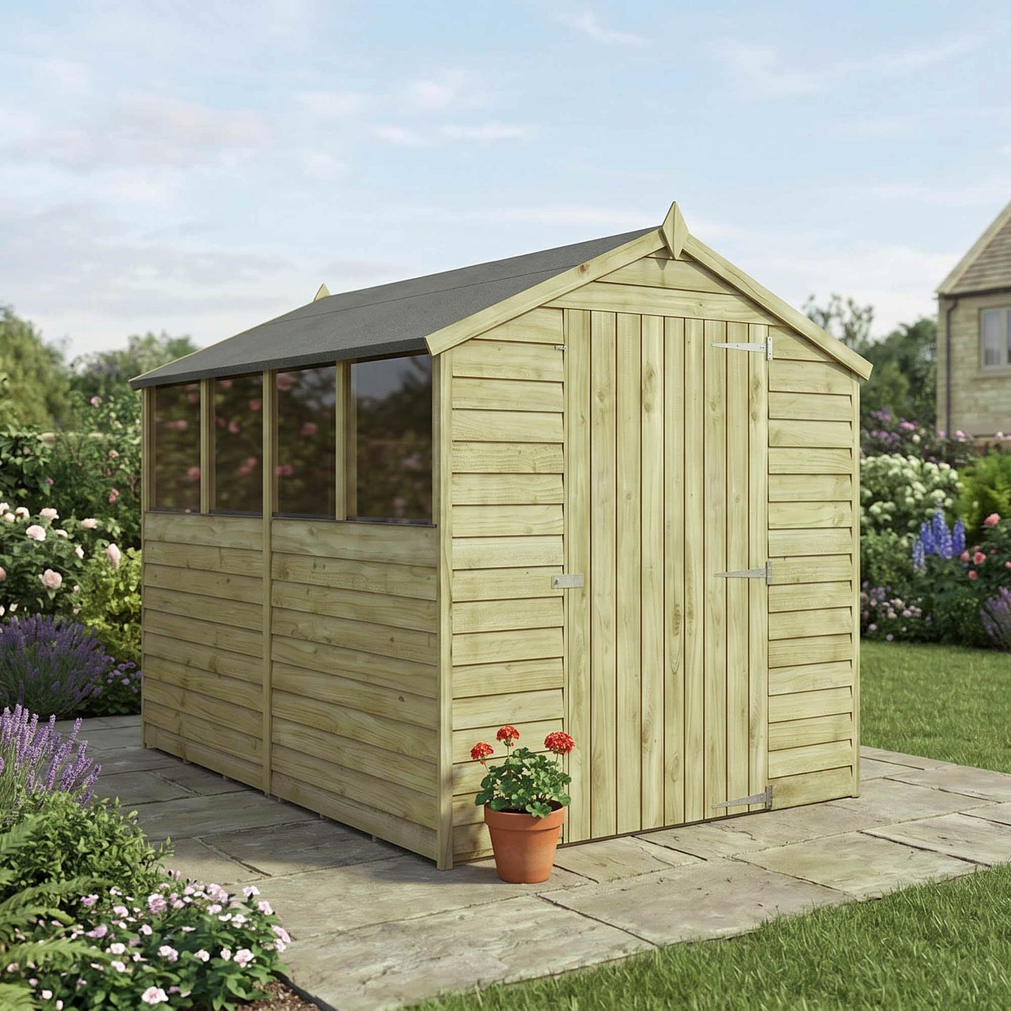 Overlap Apex Shed - Single Door 8'x6'