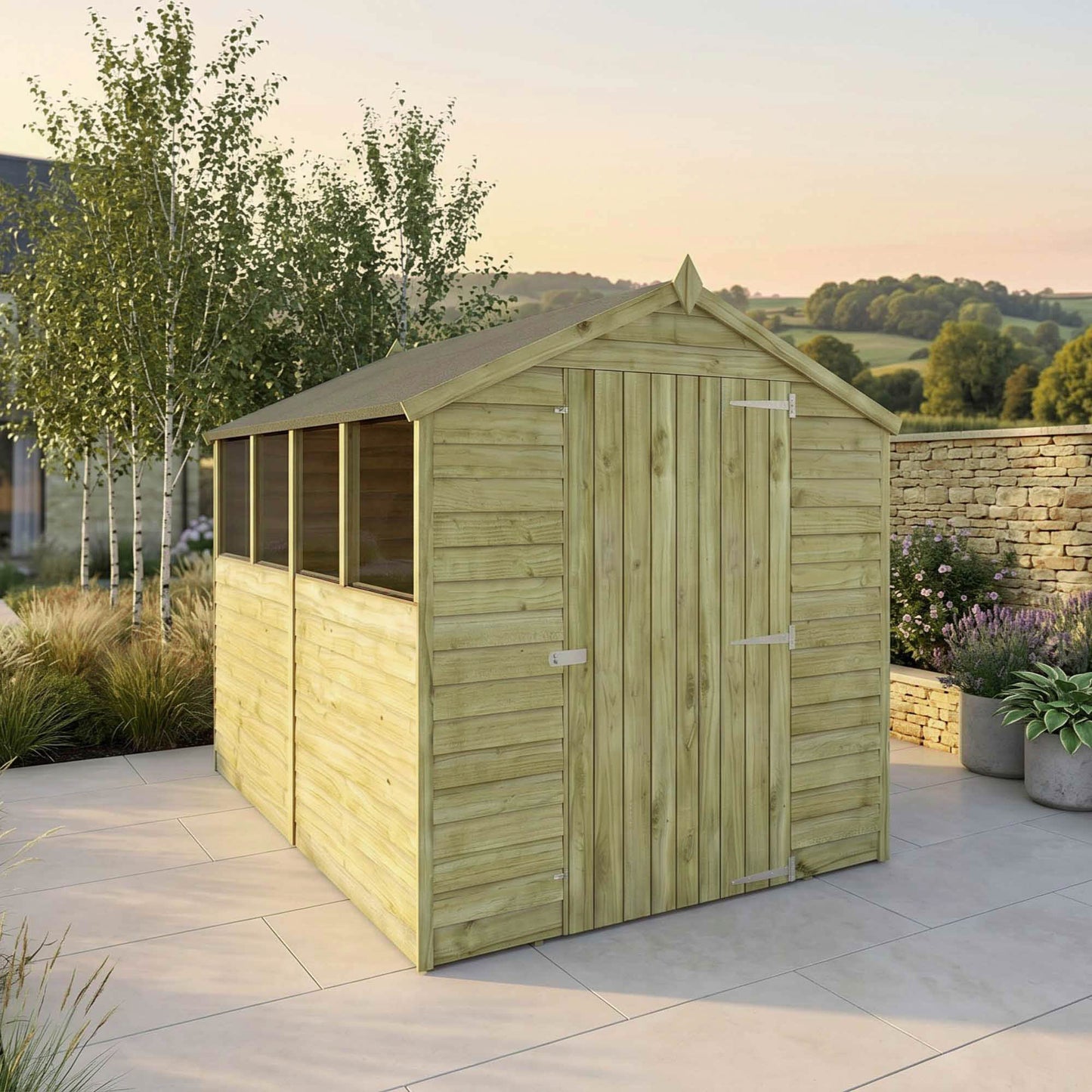 Overlap Apex Shed - Single Door 8'x6'