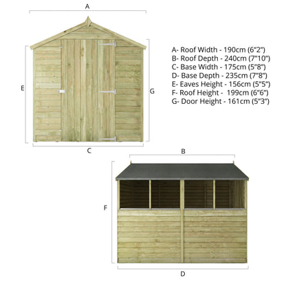Overlap Apex Shed - Single Door 8'x6'