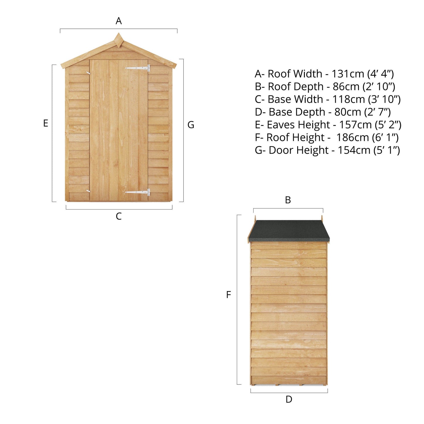 Overlap Apex Shed - Windowless 4'x3'