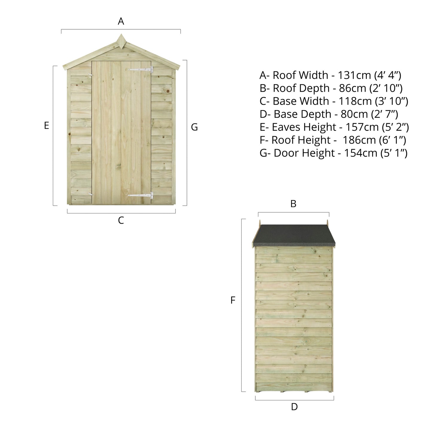 Overlap Apex Shed - Windowless 4'x3'