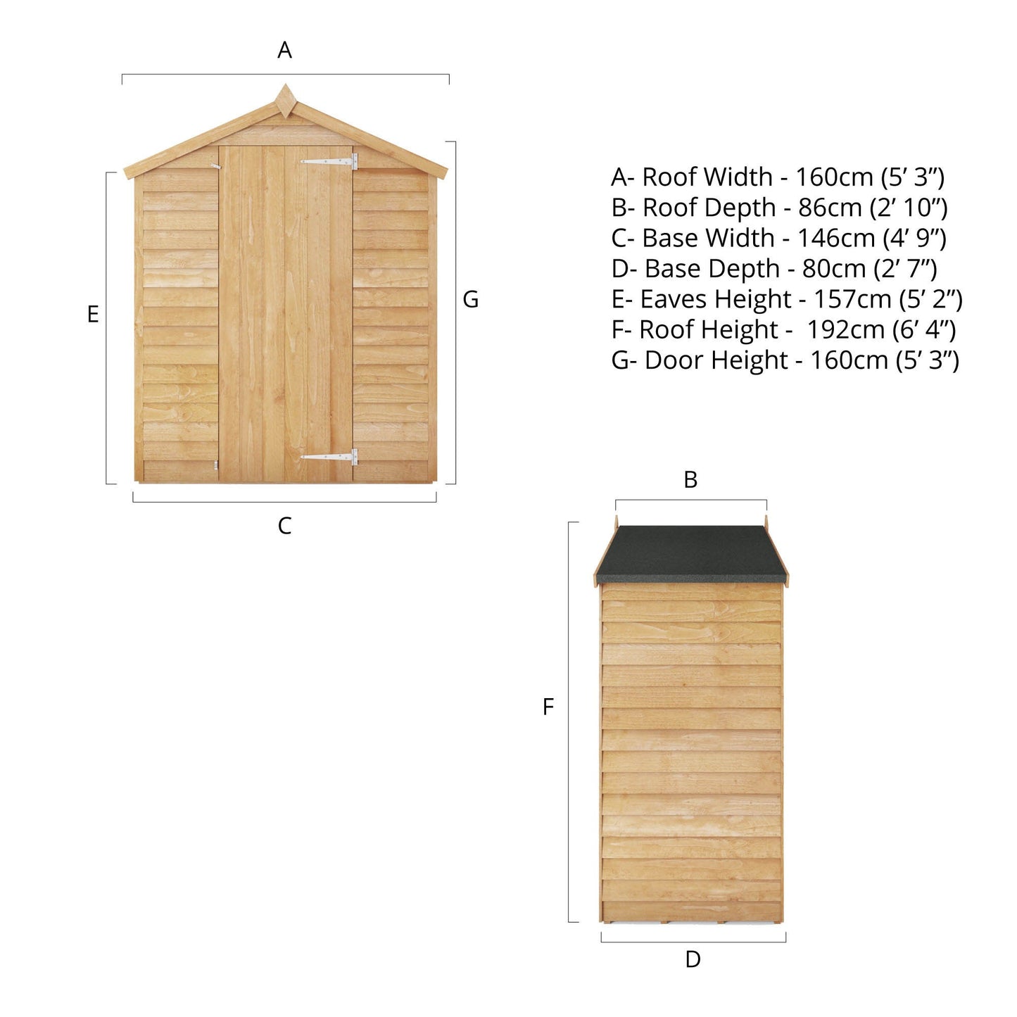 Overlap Apex Shed - Windowless 3'x5'