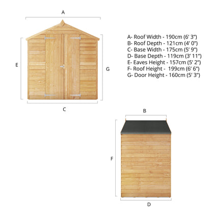 Overlap Apex Shed Double Door - Windowless 4'x6'
