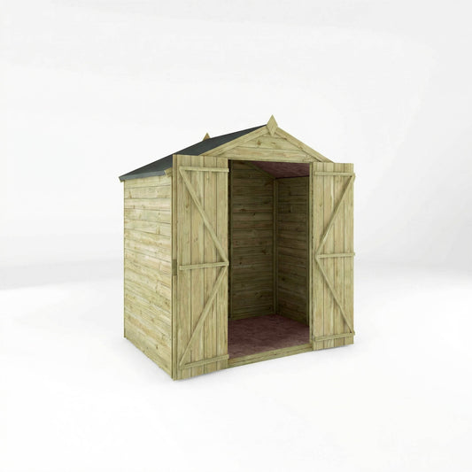 Overlap Apex Shed Double Door - Windowless 4'x6'