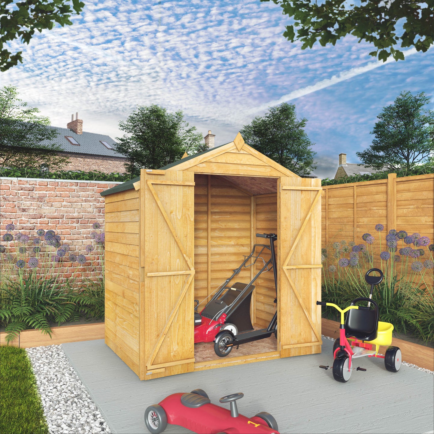 Overlap Apex Shed Double Door - Windowless 4'x6'