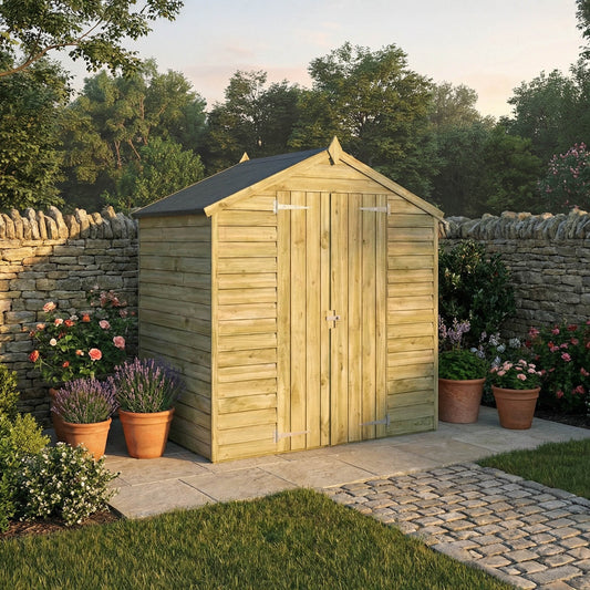 Overlap Apex Shed Double Door - Windowless 4'x6'