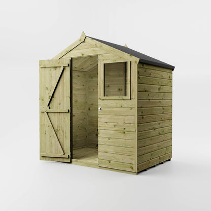 Mercia Dip Treated Shiplap Apex Shed 4'x6' - Front Windows