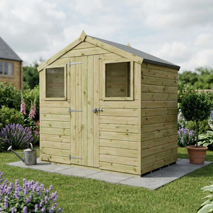 Mercia Dip Treated Shiplap Apex Shed 4'x6' - Front Windows
