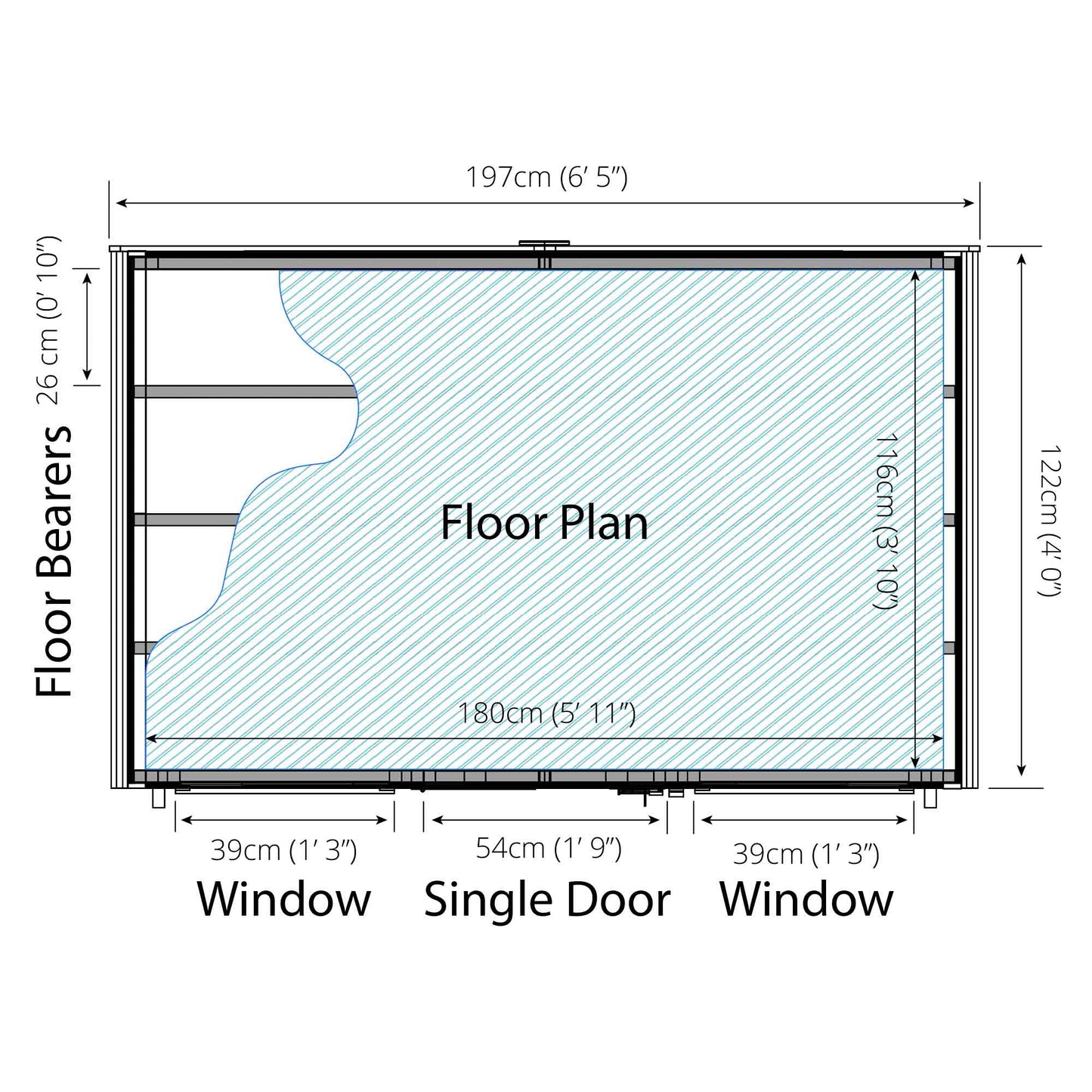 Mercia Dip Treated Shiplap Apex Shed 4'x6' - Front Windows
