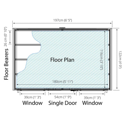 Mercia Dip Treated Shiplap Apex Shed 4'x6' - Front Windows