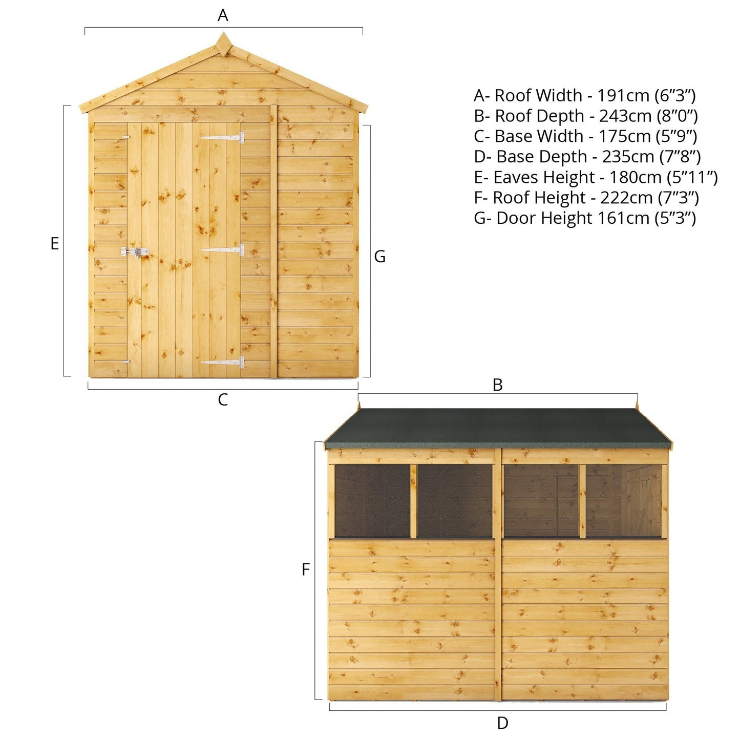 Mercia Dip Treated Shiplap Apex Shed 8'x6'