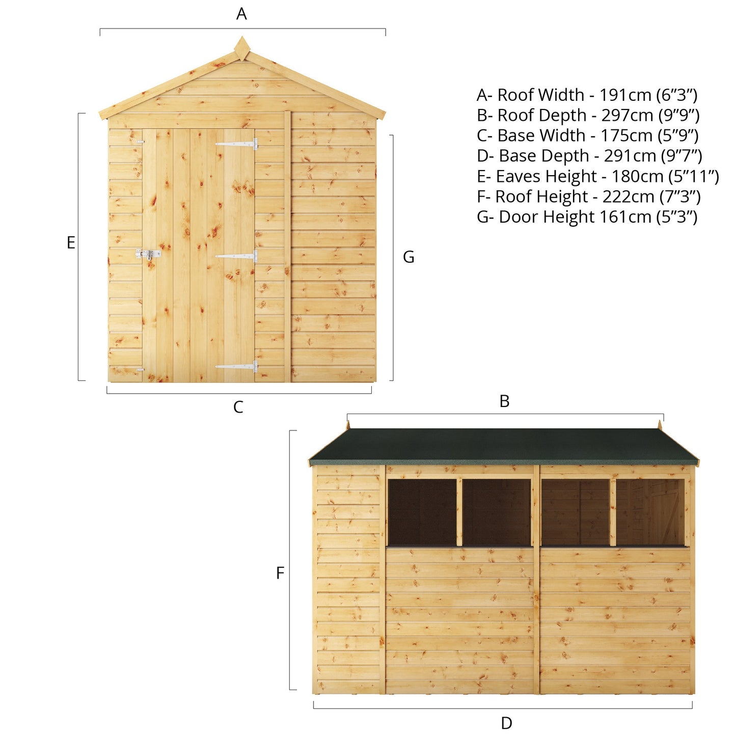 Mercia Dip Treated Shiplap Apex Shed 10'x6'