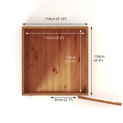 Mercia Dip Treated Shiplap Pent Shed 4'x4' Windowless