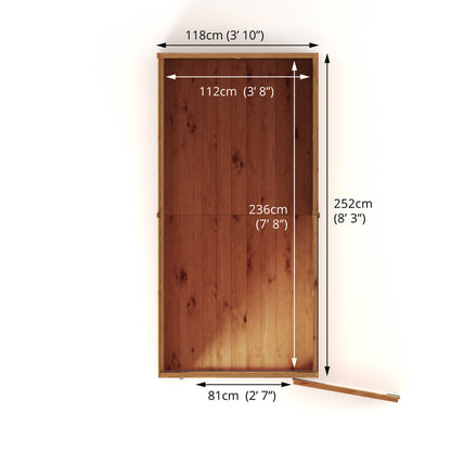 Mercia Dip Treated Shiplap Pent Shed 8'x4' Windowless