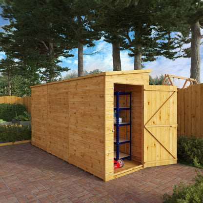 Mercia Dip Treated Shiplap Pent Shed 12'x4' Windowless