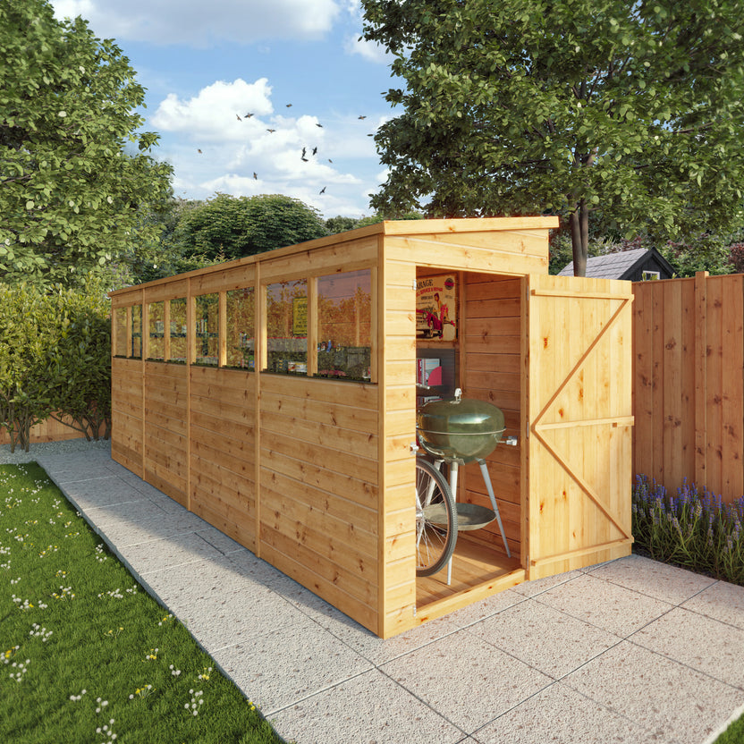 Mercia Dip Treated Shiplap Pent Shed 16'x4'