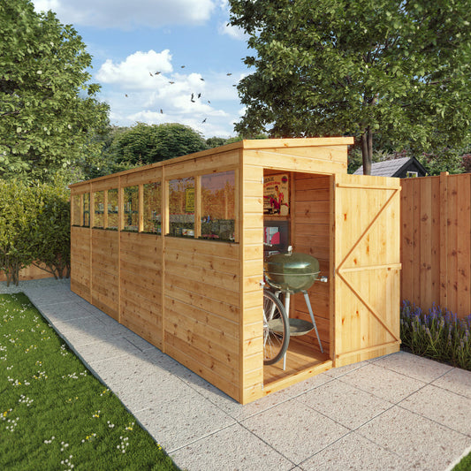 Mercia Dip Treated Shiplap Pent Shed 16'x4'