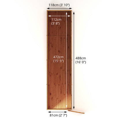 Mercia Dip Treated Shiplap Pent Shed 16'x4'