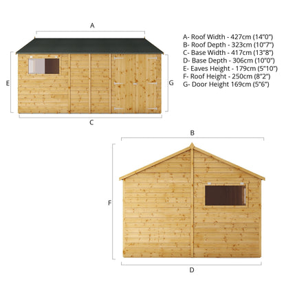 Mercia Premium Shiplap Reverse Apex Workshop 14'x10'
