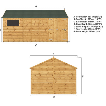 Mercia Premium Shiplap Reverse Apex Workshop 16'x10'