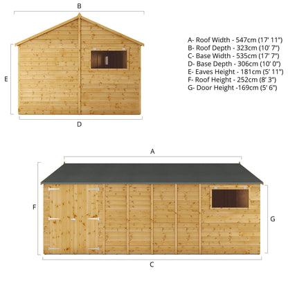 Mercia Premium Shiplap Reverse Apex Workshop 18'x10'