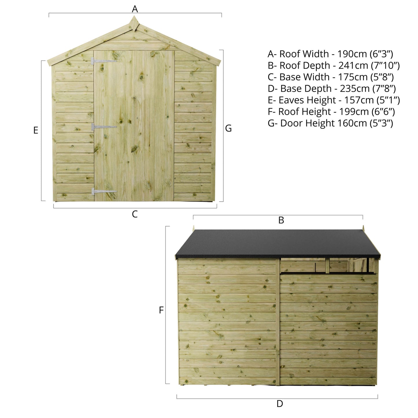 Mercia Dip Treated Shiplap Security Apex Shed 8'x6'