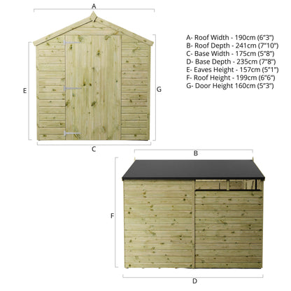 Mercia Dip Treated Shiplap Security Apex Shed 8'x6'