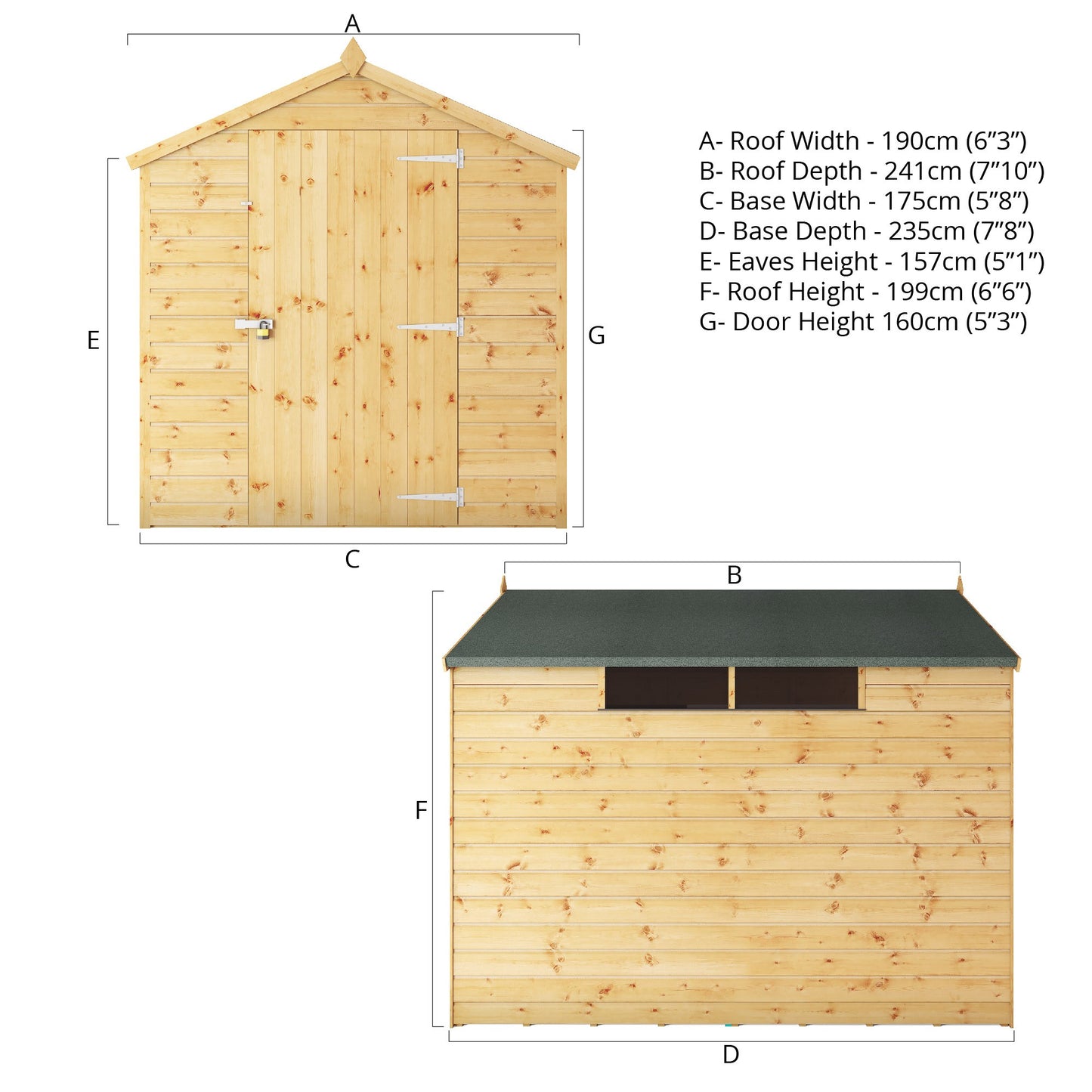 Mercia Dip Treated Shiplap Security Apex Shed 8'x6'