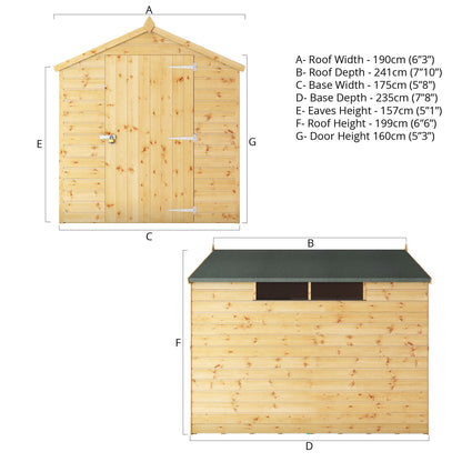 Mercia Dip Treated Shiplap Security Apex Shed 8'x6'