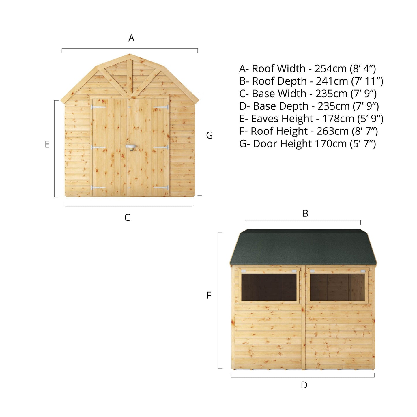 Mercia Premium Shiplap Dutch Barn 8'x8'