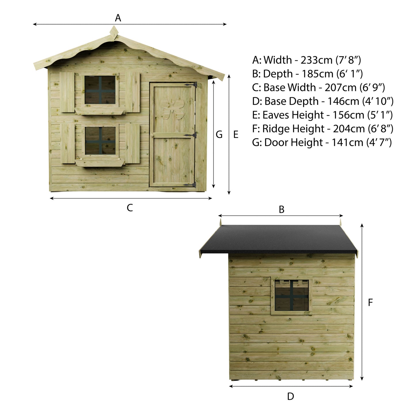 Snowdrop Playhouse with loft 7'x5'
