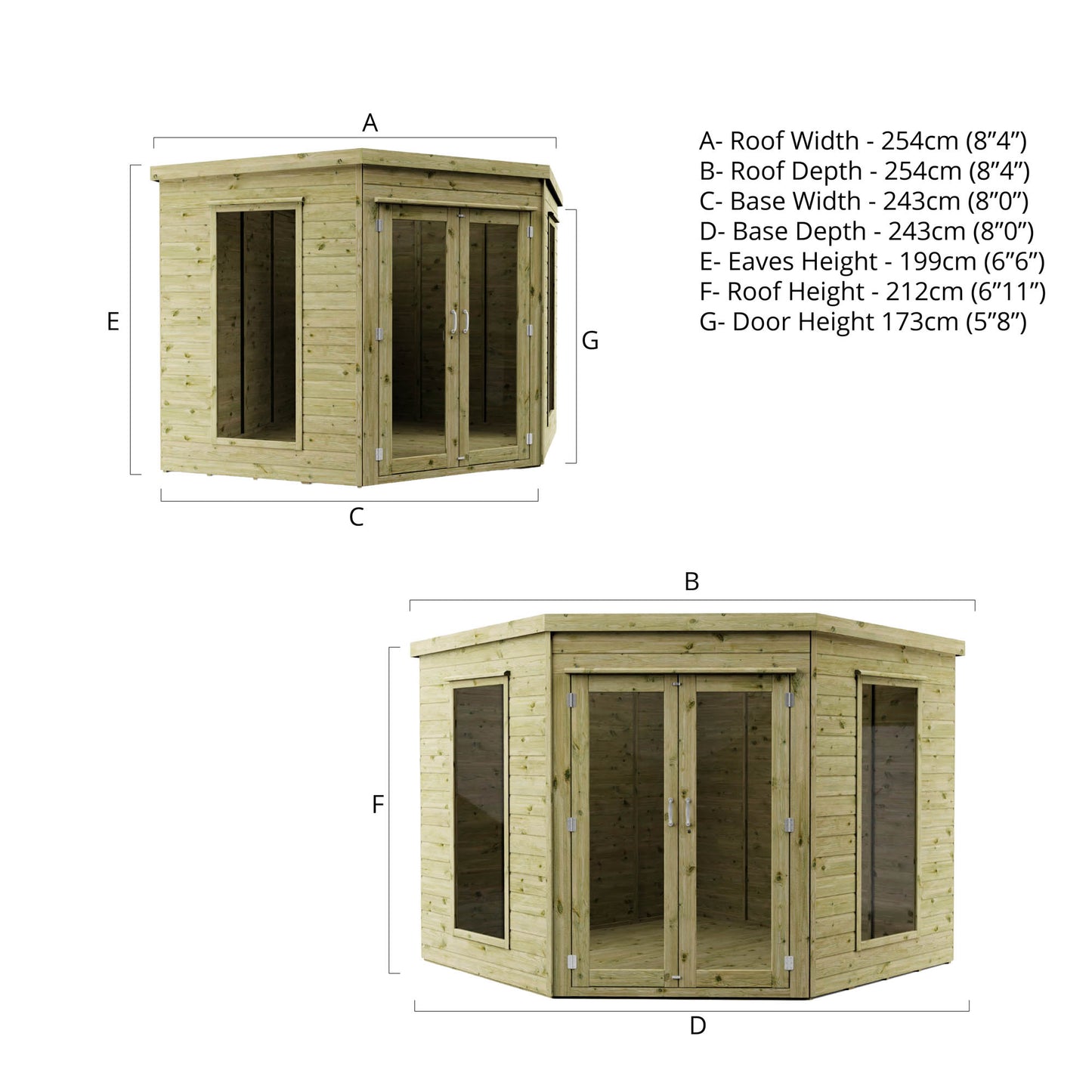 Premium Corner Summerhouse 8'x8'