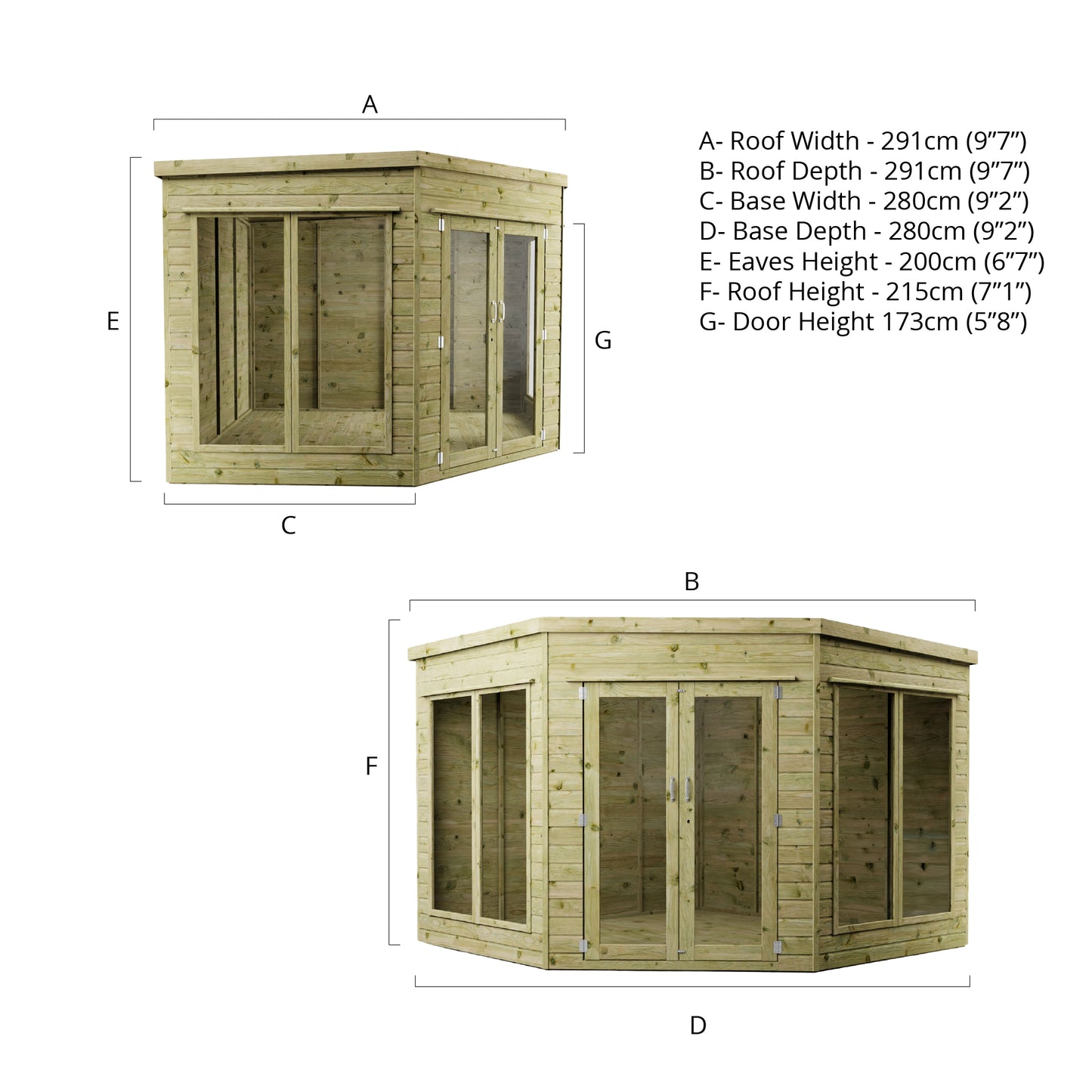 Premium Corner Summerhouse 9'x9'