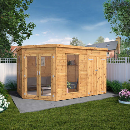 Premium Corner Summerhouse with side Shed 8'x12'