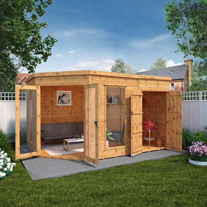 Premium Corner Summerhouse with side Shed 8'x12'