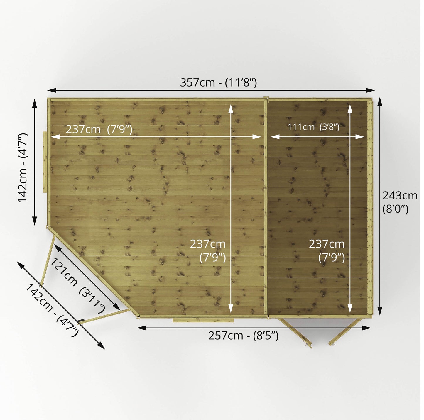 Premium Corner Summerhouse with side Shed 8'x12'