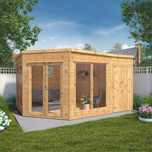 Premium Corner Summerhouse with side Shed 9'x13'