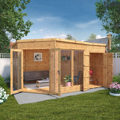 Premium Corner Summerhouse with side Shed 9'x13'