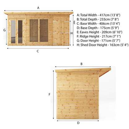 Mercia Maine Summerhouse 14'x6' with side shed