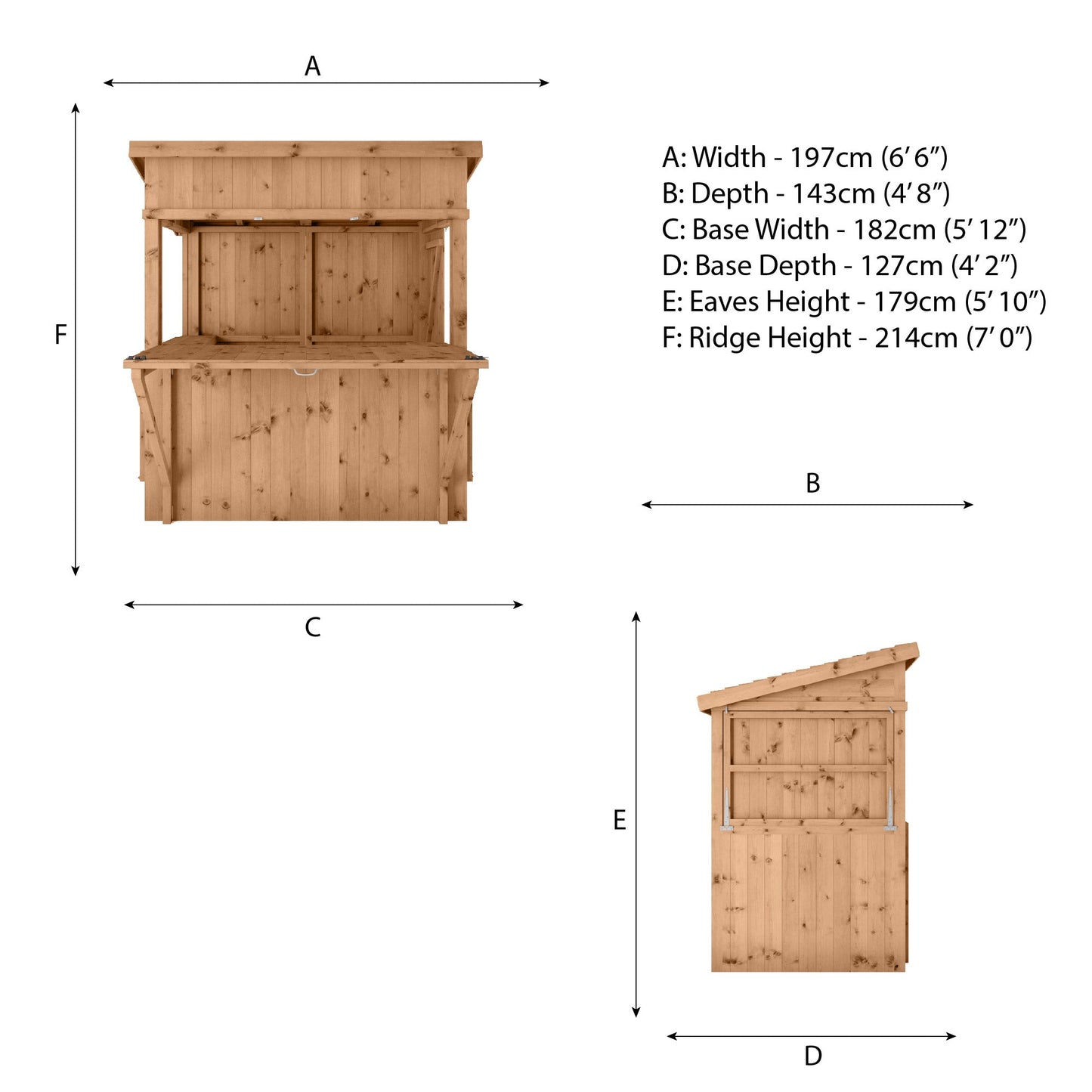 Mercia Premium Pressure Treated Garden Bar 6 x 4 With Shutters