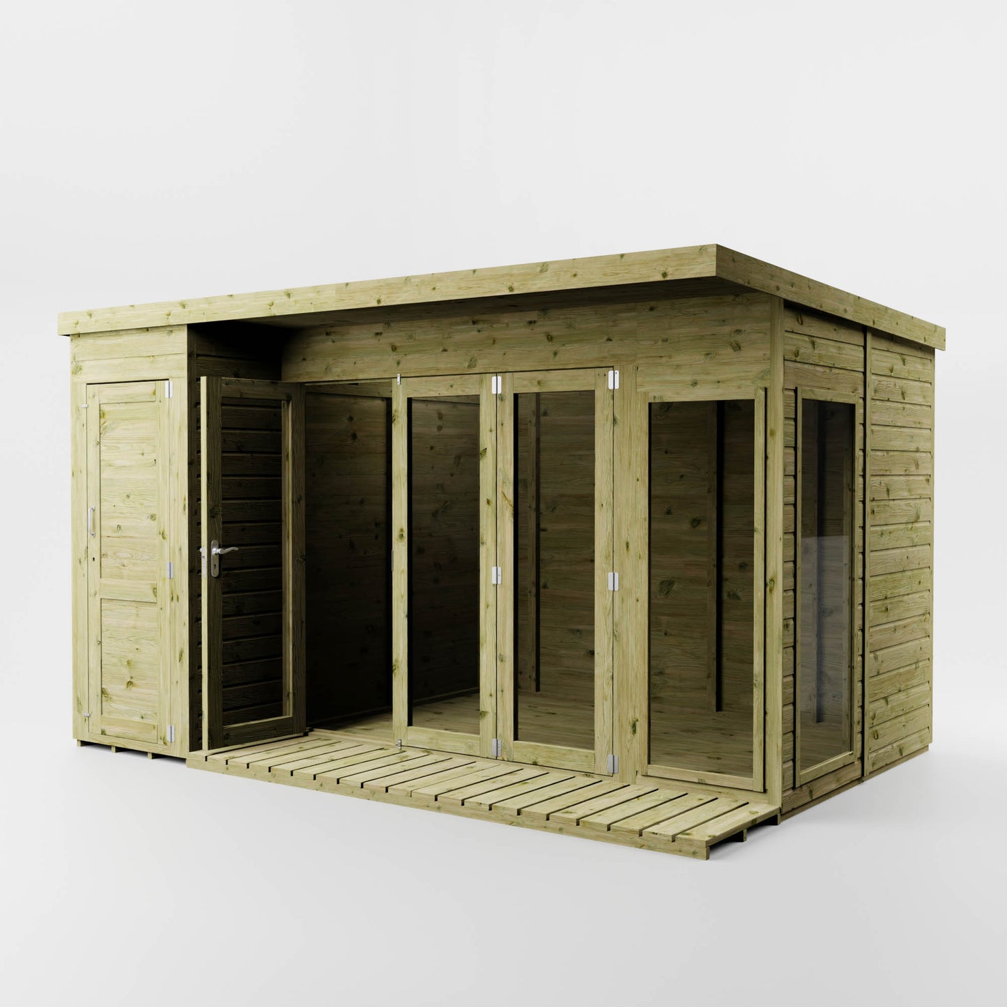 Premium Garden Room Summerhouse with Side Shed 12'x8'