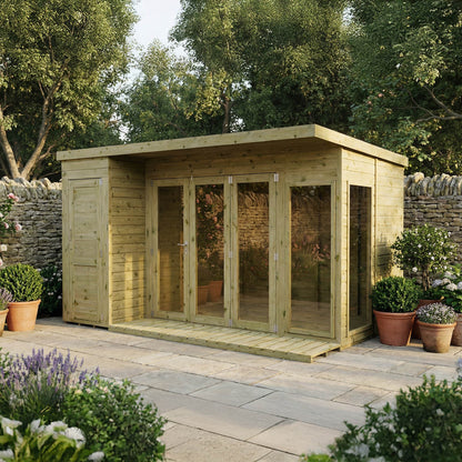 Premium Garden Room Summerhouse with Side Shed 12'x8' - Taylors Garden Buildings (view 1)