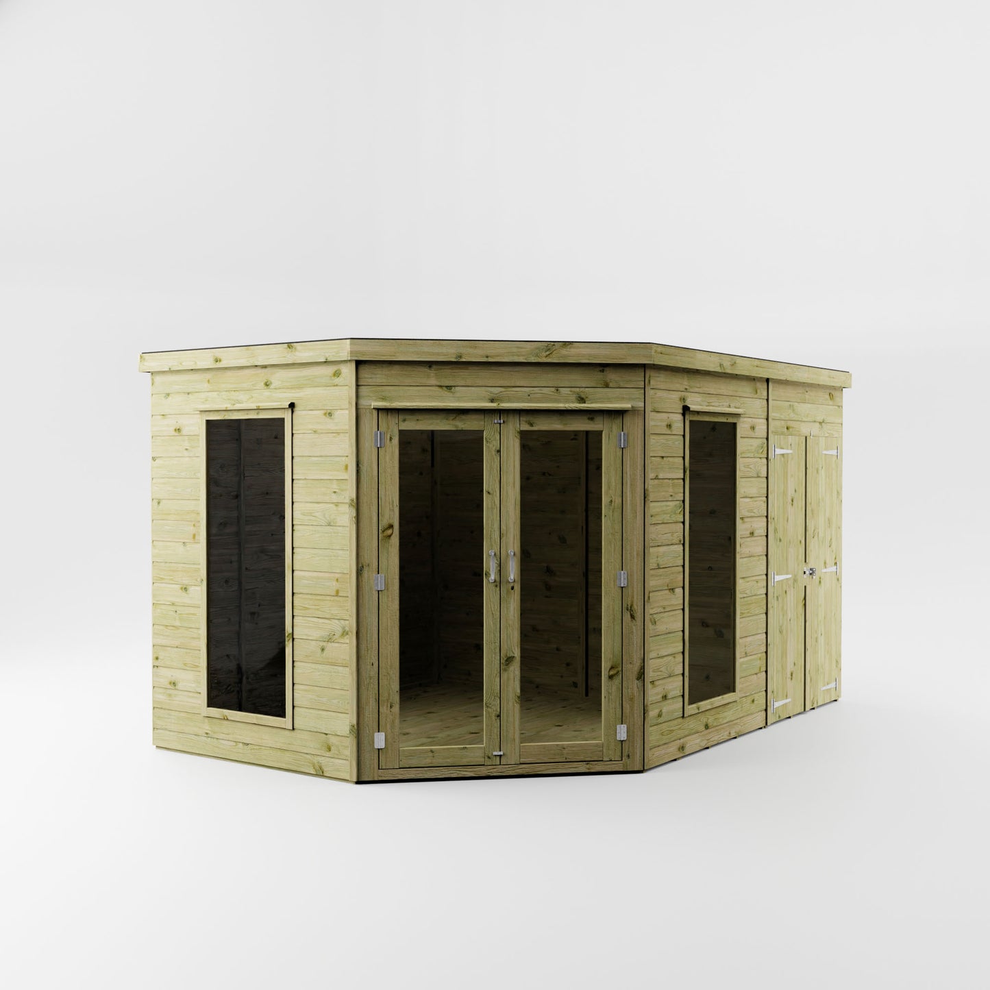 Premium Corner Summerhouse with side Shed 8'x12'