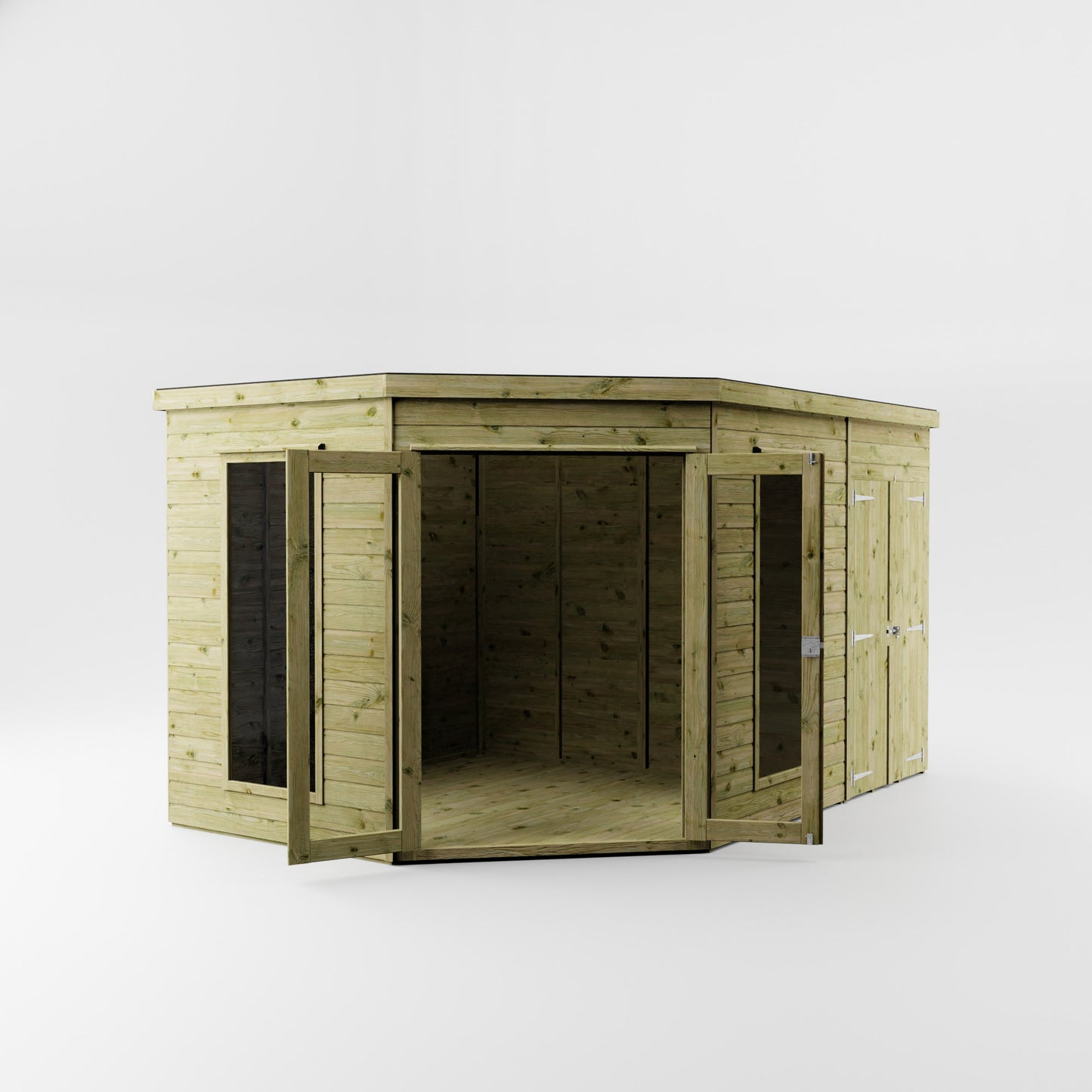Premium Corner Summerhouse with side Shed 8'x12'