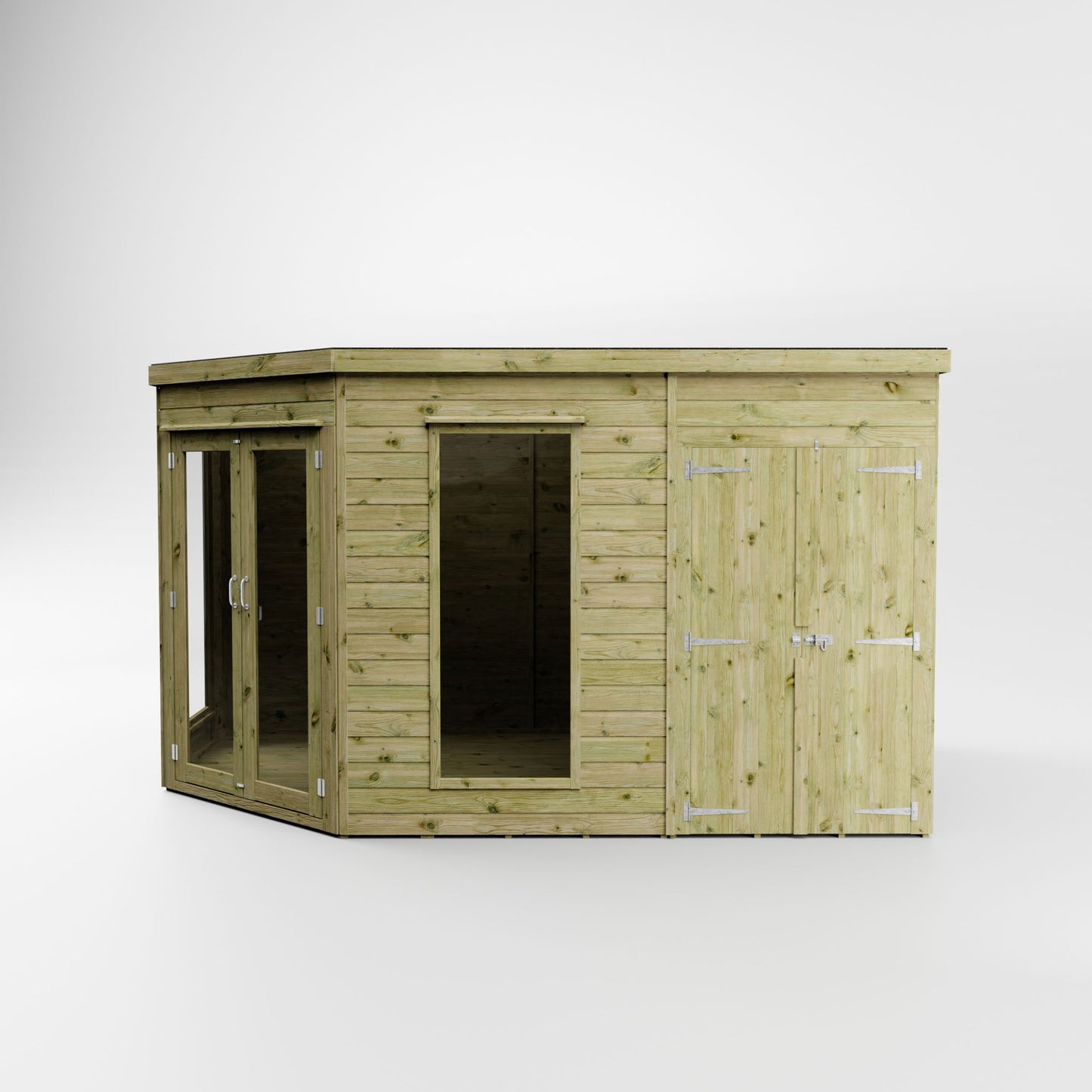 Premium Corner Summerhouse with side Shed 8'x12'