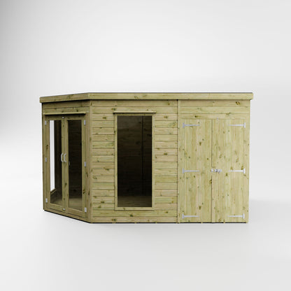 Premium Corner Summerhouse with side Shed 8'x12'