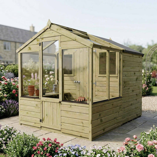 Traditional Combi Greenhouse & Shed 8'x6'