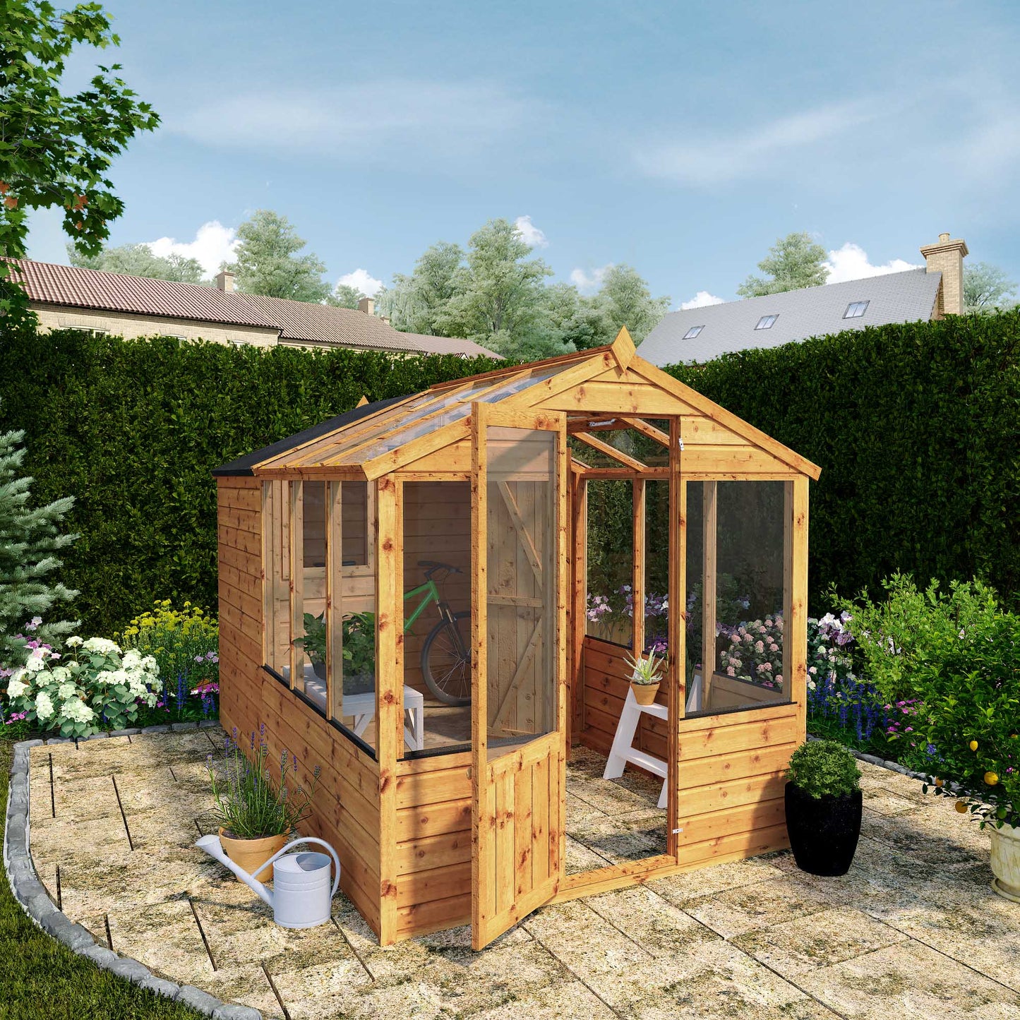 Traditional Combi Greenhouse & Shed 10'x6'